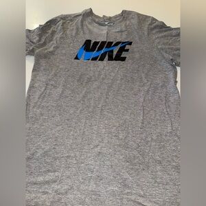Nike Boy’s Heather Gray Tee with Blue Swoosh